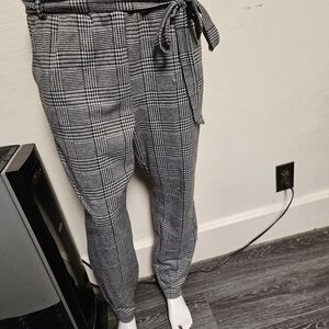 Womens Black and White Checkered Pants